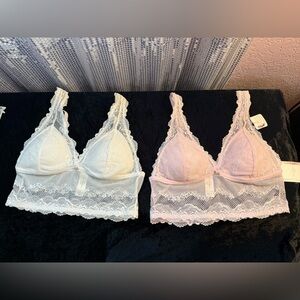 NWT Jessica Simpson Lace Bralette Set - White and Pink Sz M🌸